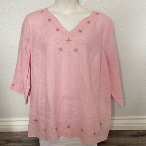 Pink Embroidered Women's Top
